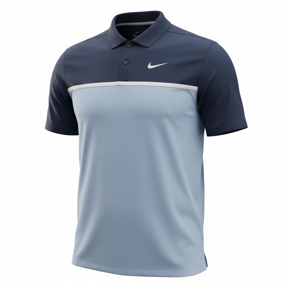 Nike Mens Dri-FIT Golf Polo Shirt XL Navy Light Blue Colorblock Standard Fit